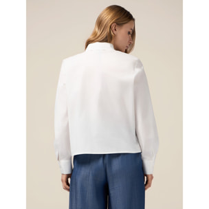 Oltre - Camicia boxy con ricami - Bianco