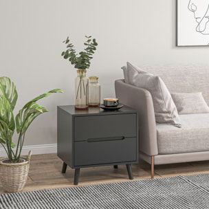 Chevet 2 tiroirs table de nuit style nordique dim. 50 x 40 x 50,5 cm noir