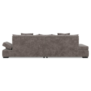 Vermont - canapé droit 4 places avec double méridienne - assise profonde - en velours texturé - Gris