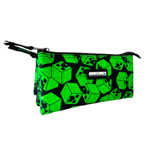 Estuche Triple Minecraft Cubos. Interior totalmente forrado y personalizado.