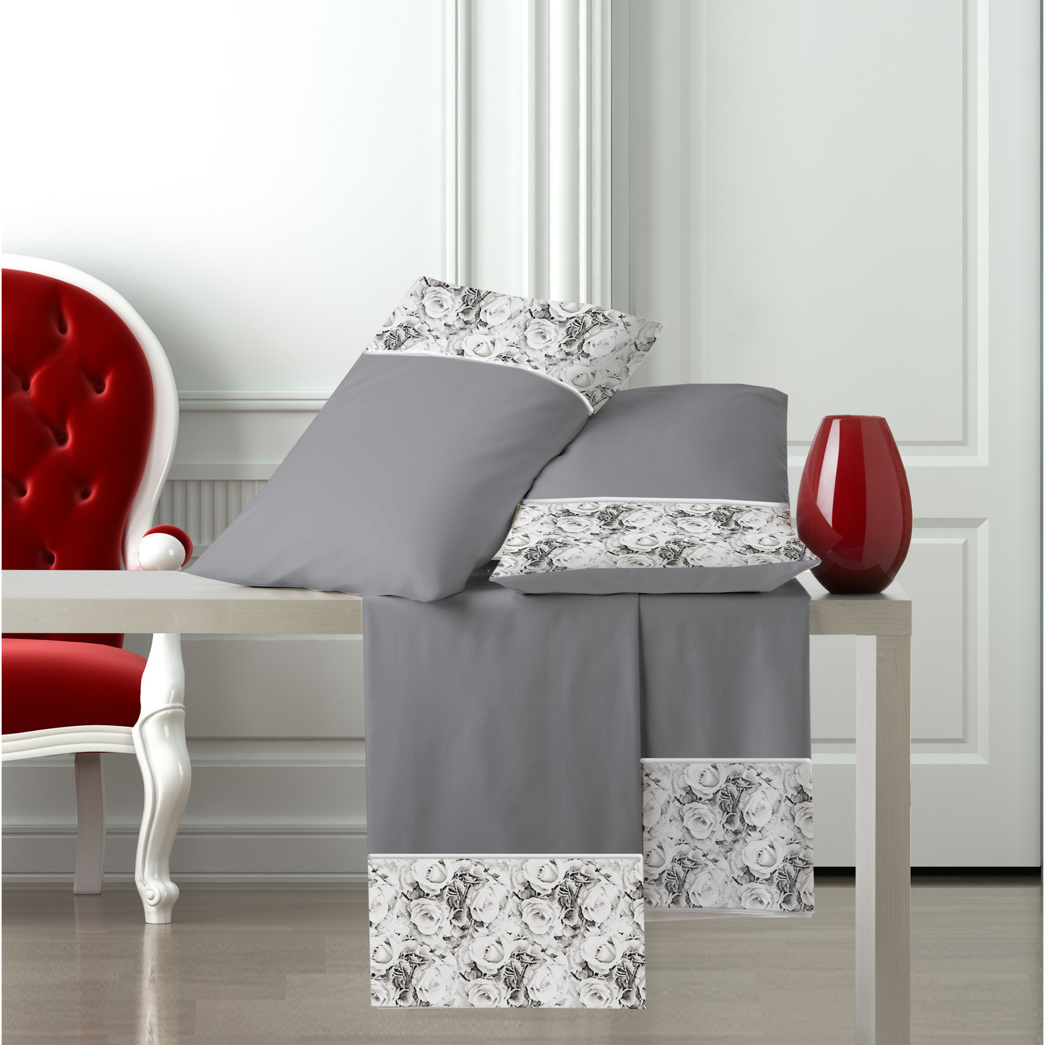 Completo letto Armonie IPERSAN Puro Cotone Classic Elegance Grigio