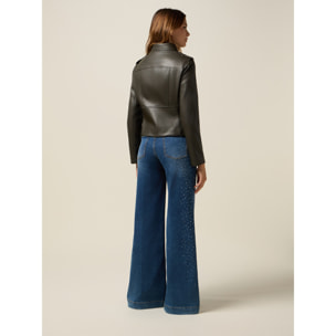 Oltre - Chaqueta de cuero con cremallera - Verde militare