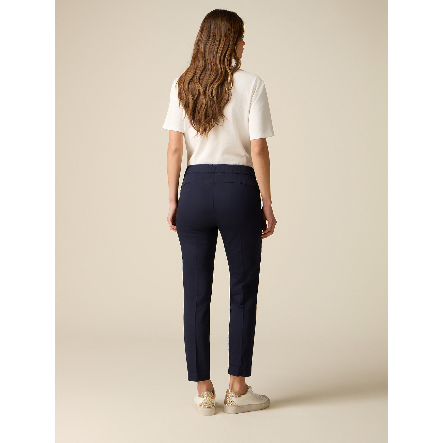 Oltre - Chinos in gabardine misto cotone - Blu