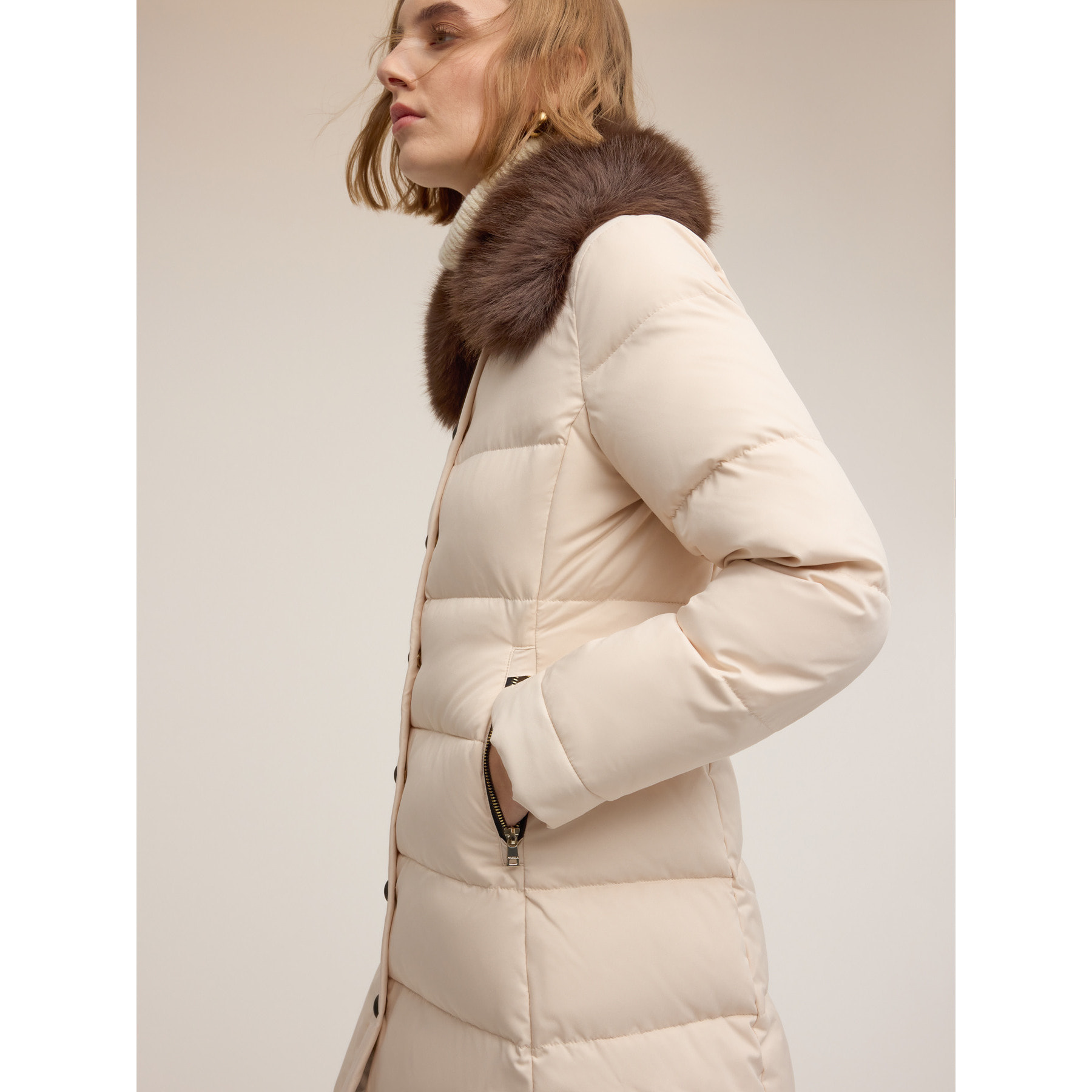 Motivi - Plumífero largo con cuello alto - Blanco