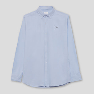 Polo Niño Manga Larga de Punto Camisa 100 % Algodón Color Blanco, Cuello Button-Down, Botones Frontales, Logo Bordado | Color: Celeste | Street Monkey