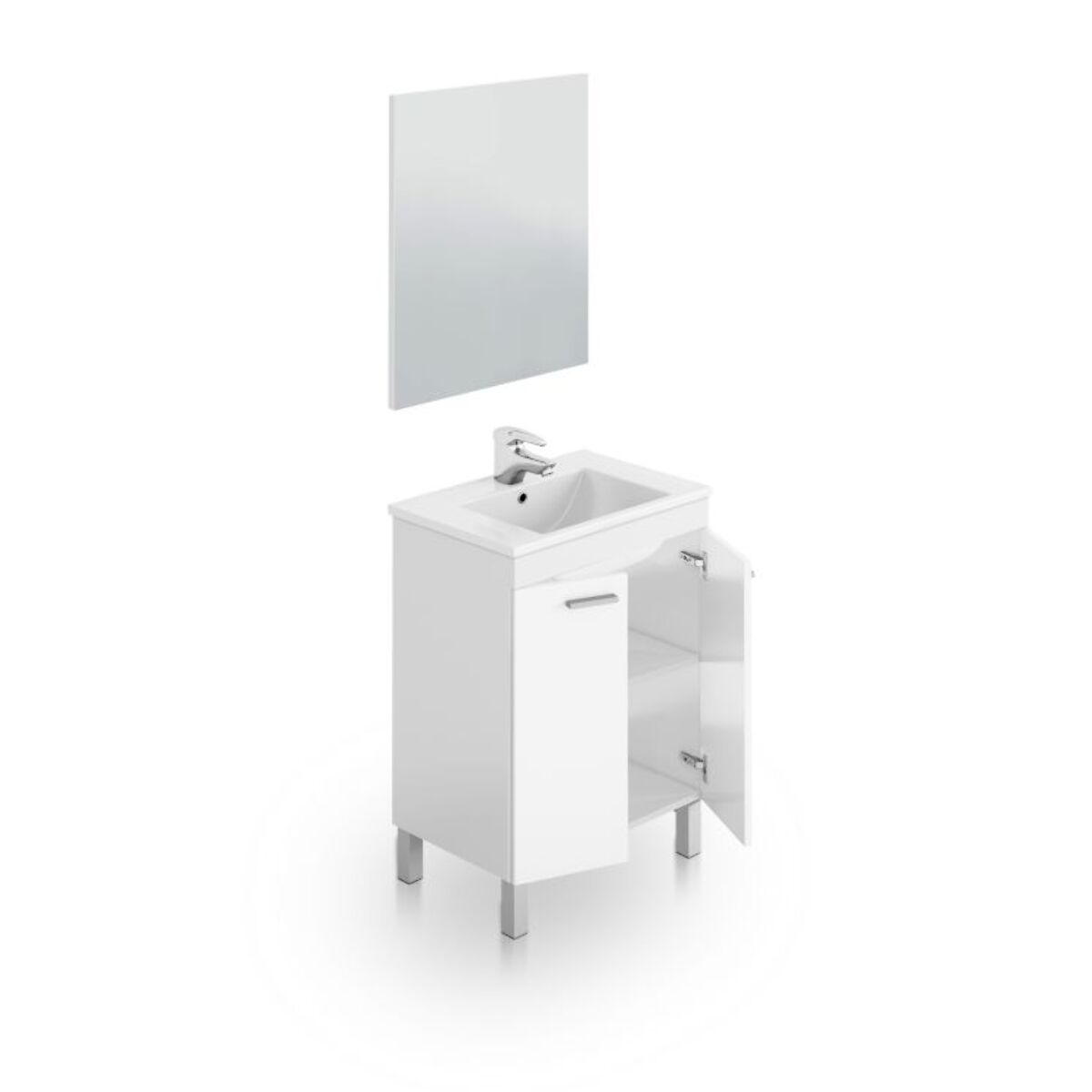 Mueble de baño con espejo Liz 60 Blanco Brillo