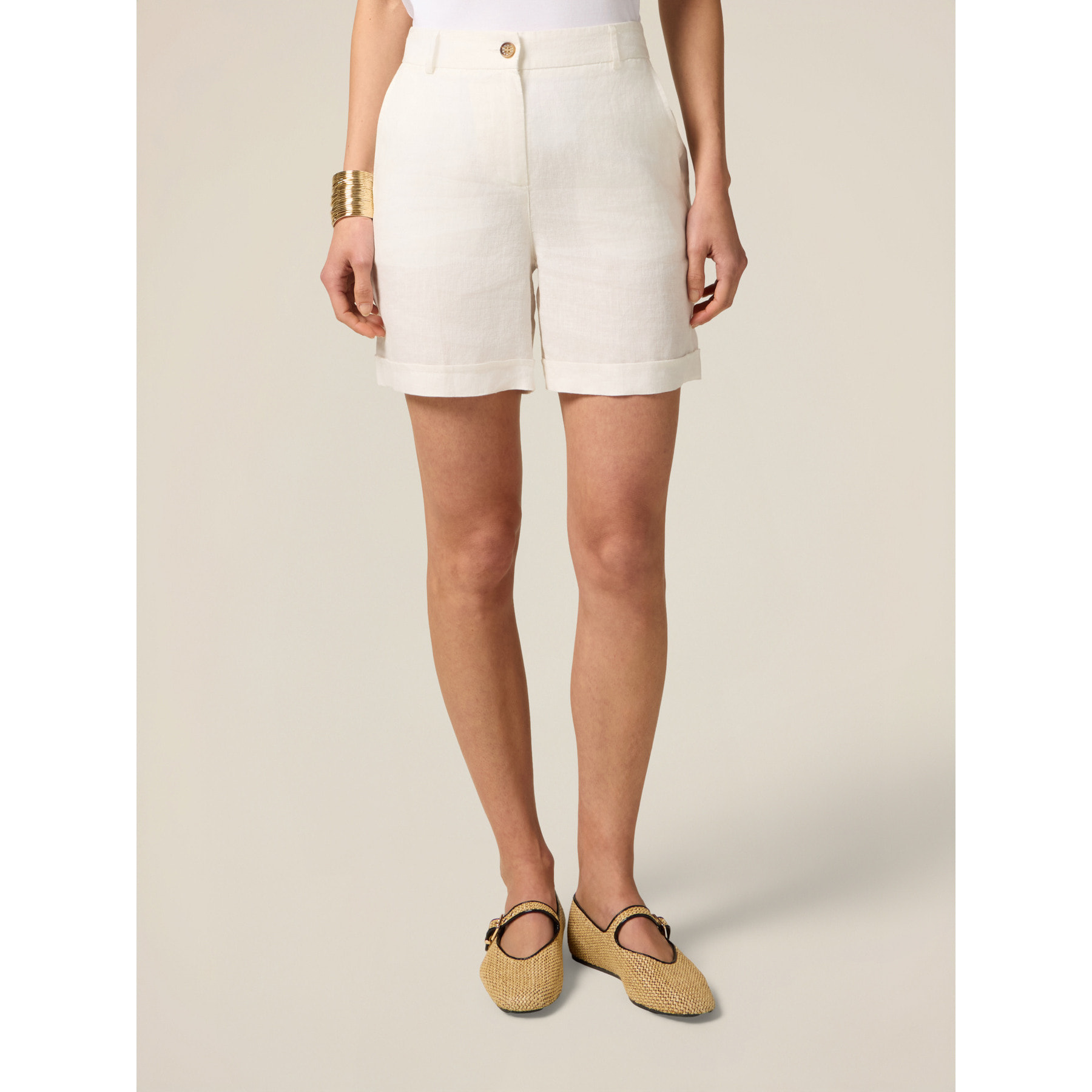 Oltre - Short 100% lino - Blanco