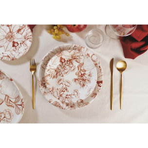 Set 6 piatti da frutta Jacquard in ceramica sottosmalto