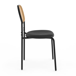 Chaises Clarisse noires et dossier cannage  - lot de 4