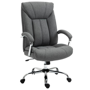 Fauteuil de bureau manager - chaise de bureau grand confort réglable pivotante - acier chromé tissu gris