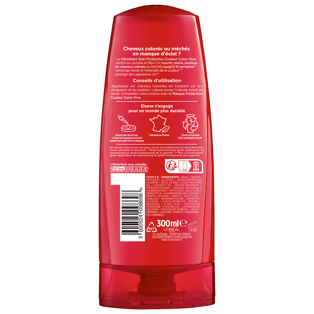 Lot de 6 - L'Oréal Paris Elseve Color Vive Démêlant Soin Cheveux Colorés 300ml