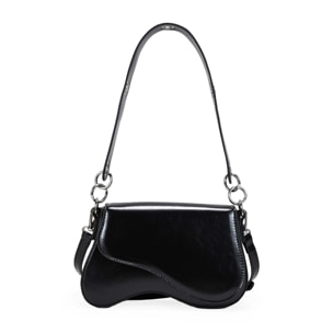 Bolso de hombro negro con solapa
