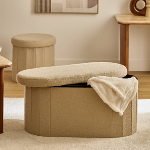 Pouf Fink ovale pliable 38x76cm beige