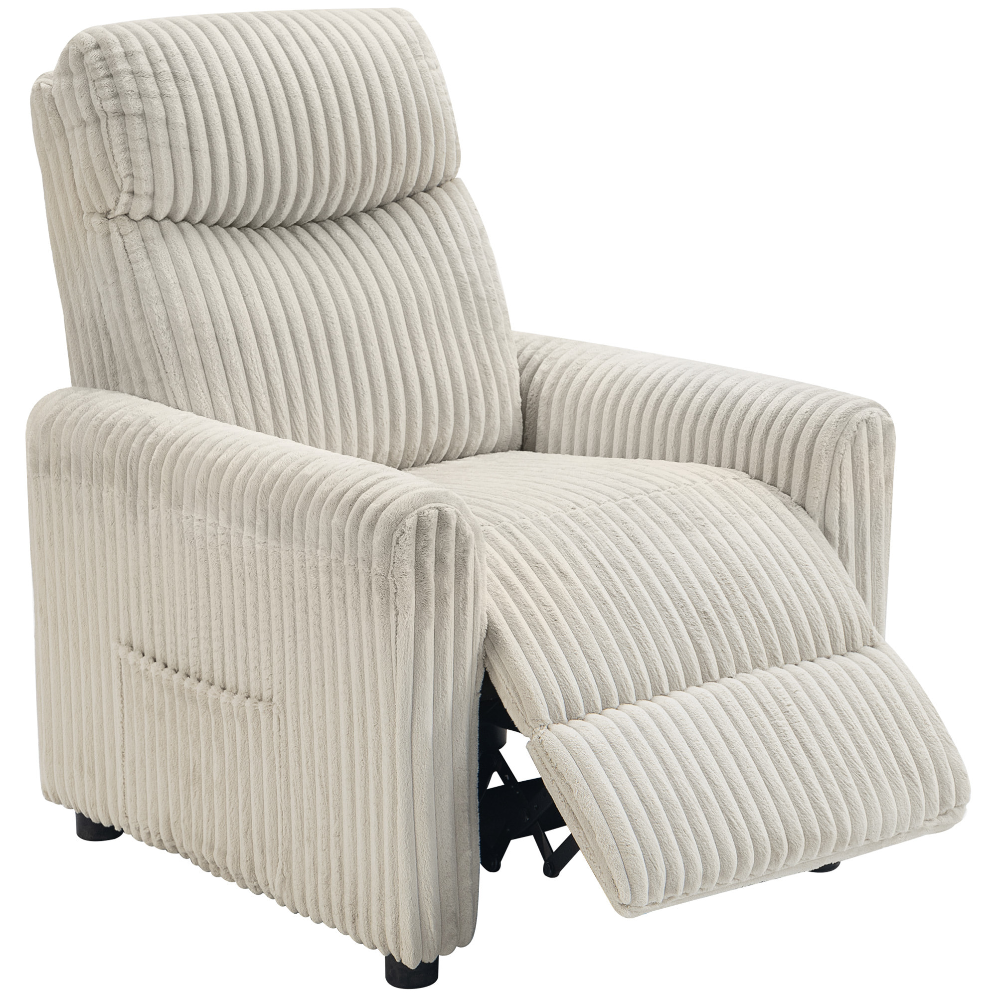 Sillón Relax Reclinable, Sillón Reclinable Manual, Tapizado en Pana, Instalación Rápida, Reposapiés, Acolchado Grueso, para Salón, Dormitorio, Oficina, Crema