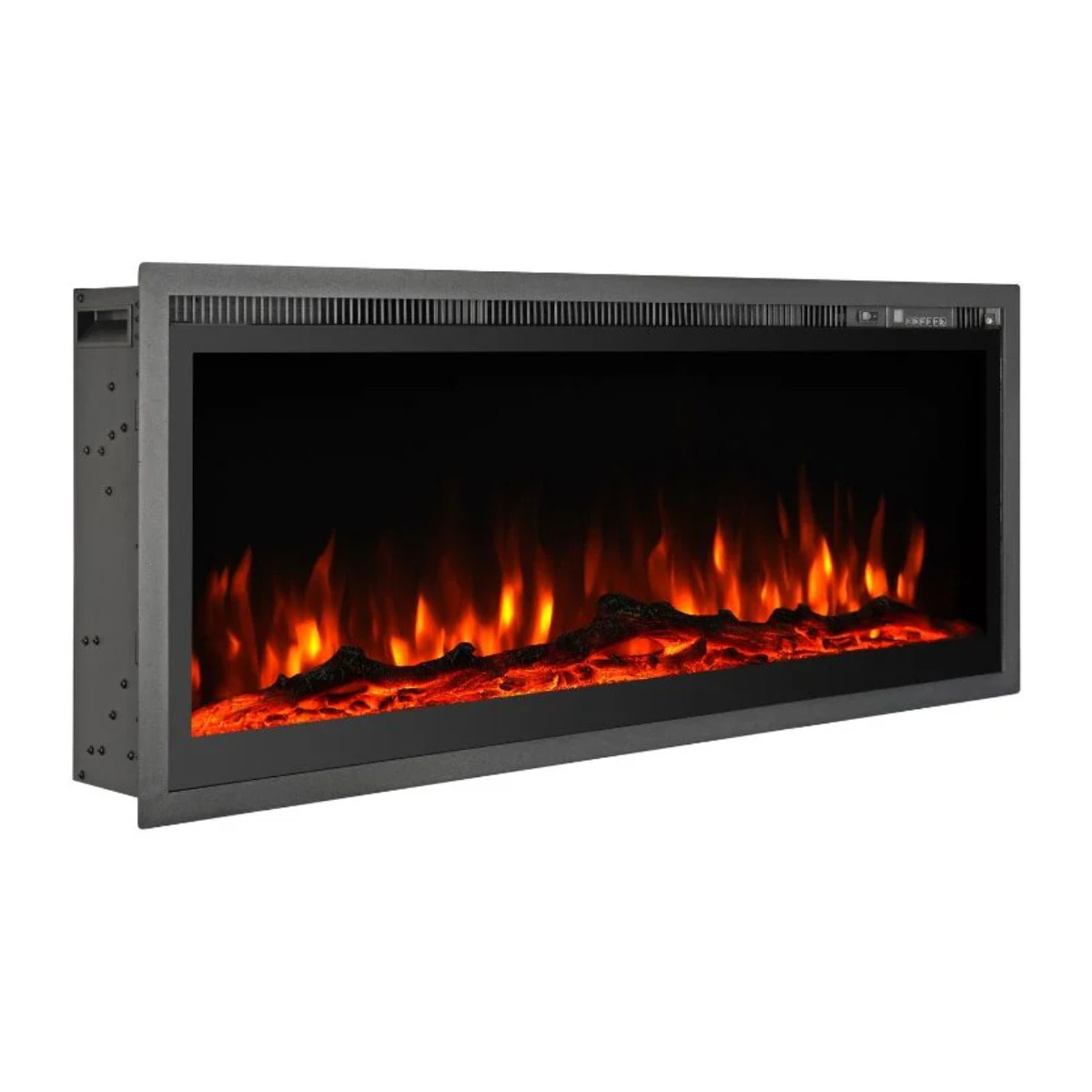 Chicago 130 - Camino Elettrico da Parete 127x40x14,1 cm in Acciaio con Frontale in Vetro