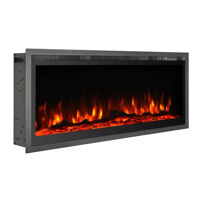 Chicago 130 - Camino Elettrico da Parete 127x40x14,1 cm in Acciaio con Frontale in Vetro
