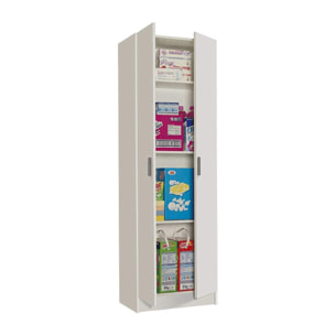 Armadio Armadietto Multiuso A Colonna 2 Ante Battenti E 4 Ripiani Salvaspazio Cantina Camera Garage Ripostiglio Dispensa Cucina 58.5x180x38 Cm Bianco