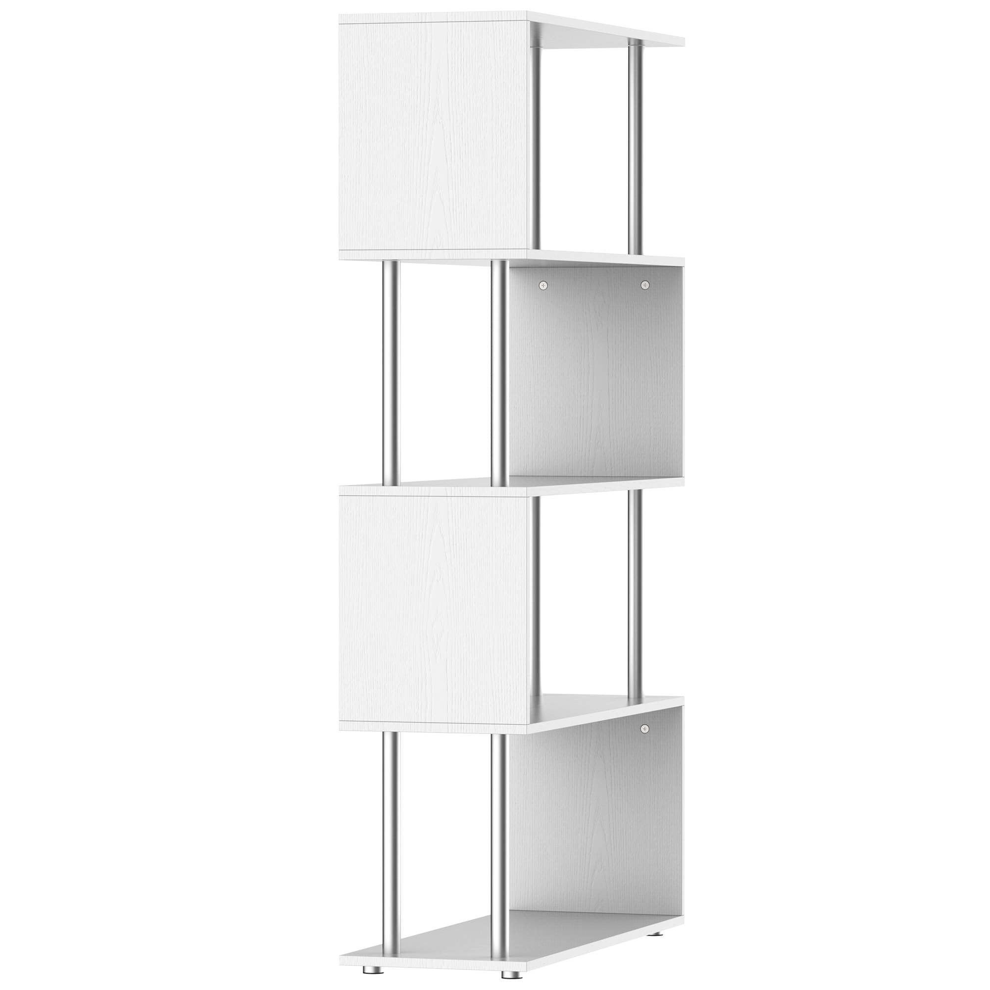 Libreria 145x80x30 cm Madera y Metal Muebles Oficina Estanteria Estante Blanco