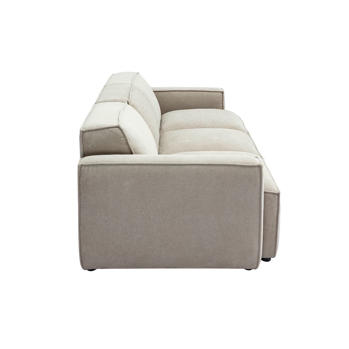 Canapé modulable 4 places en tissu effet velours texturé beige SPLIT