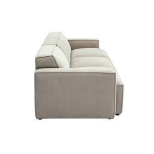 Canapé modulable 4 places en tissu effet velours texturé beige SPLIT