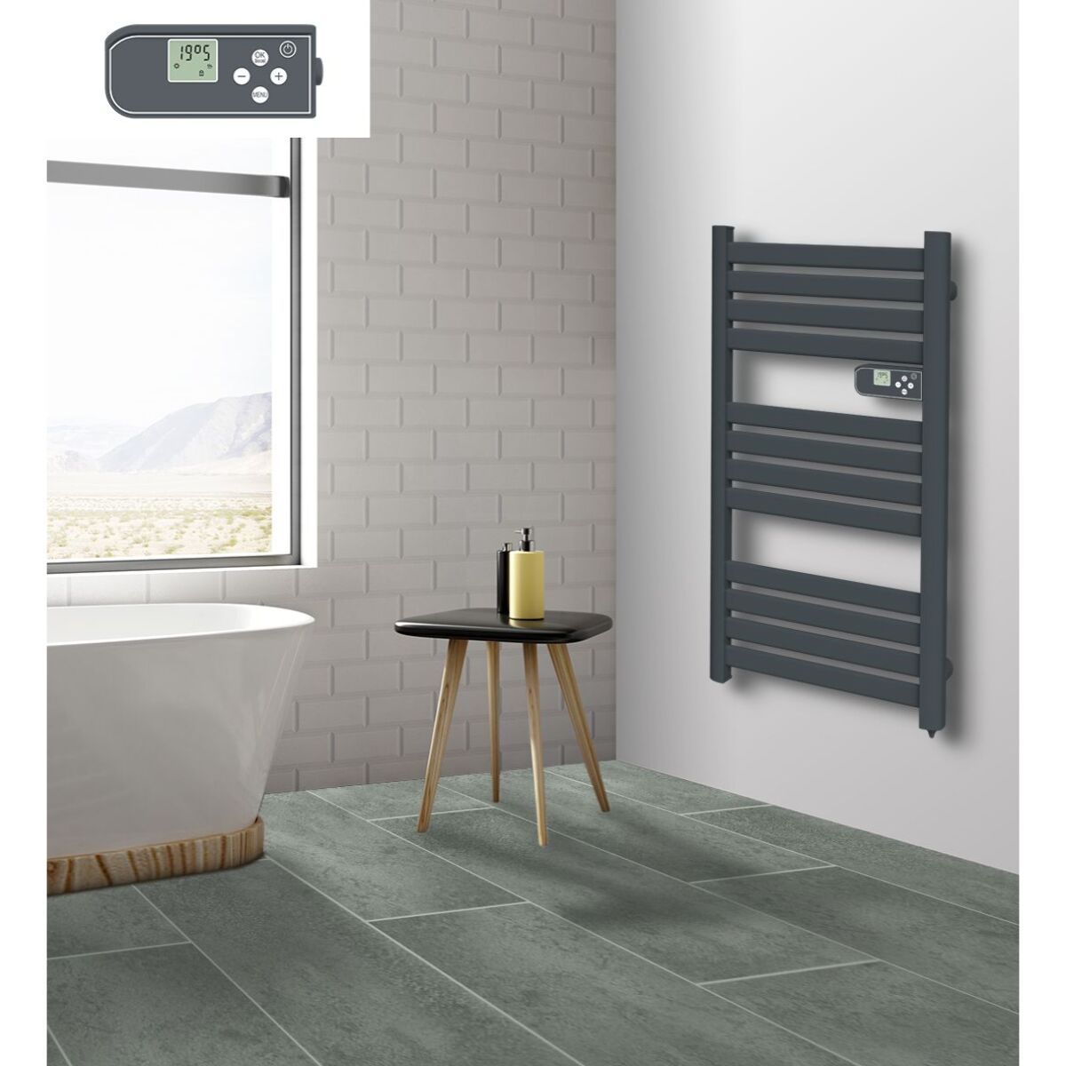 sèche-serviettes sans fluide lames plates gris 500W