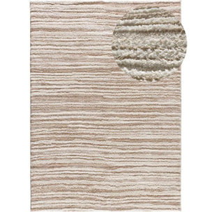 LIMA Alfombra shaggy estilo escandinavo con relieve beige, varias medidas disponibles