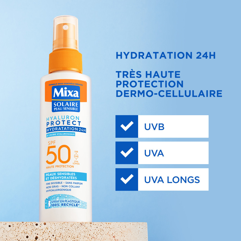Mixa Hyaluron Protect Peaux Sensibles Spray Solaire SPF50 150ml