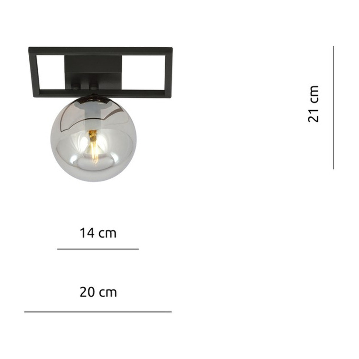 Lampada da soffitto Imago in acciaio nero opaco e vetro grafite