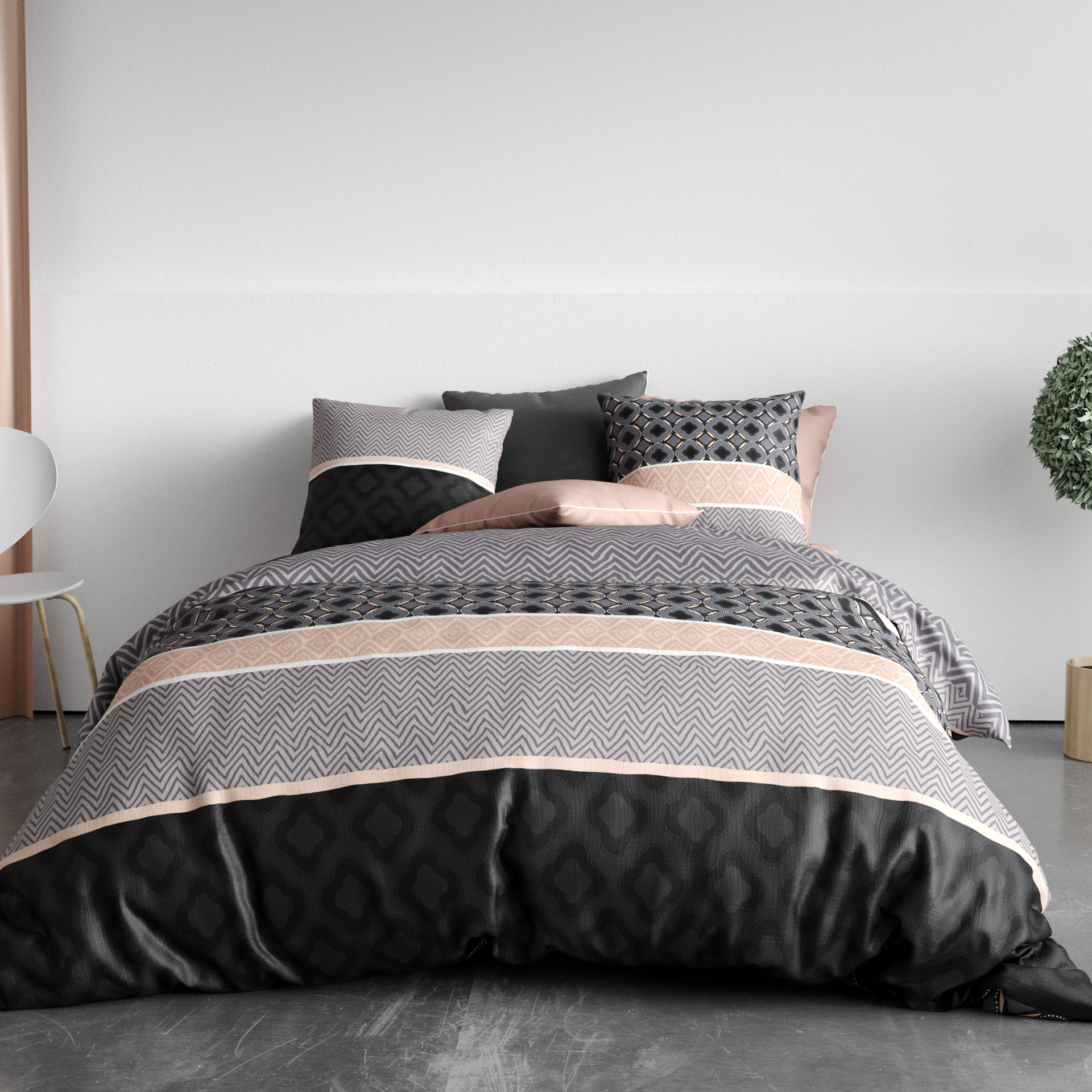 Parure Housse De Couette 3pcs 100% Coton 57 Fils Kea