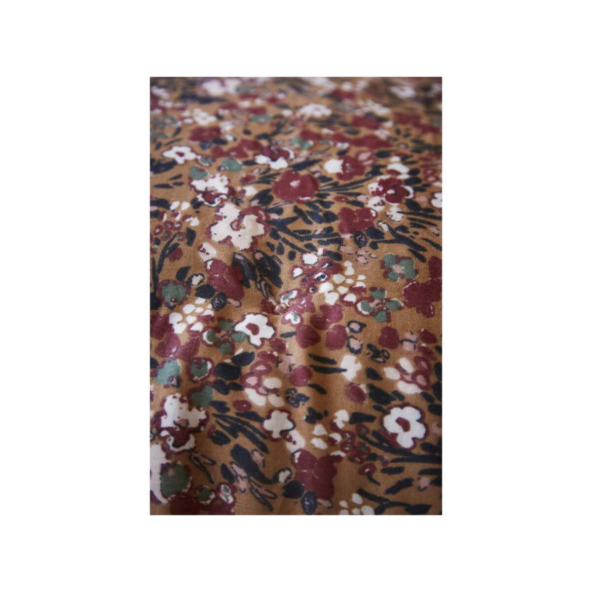 Housse de couette en gaze de coton camel avec motif fleuri - CAPUCINE