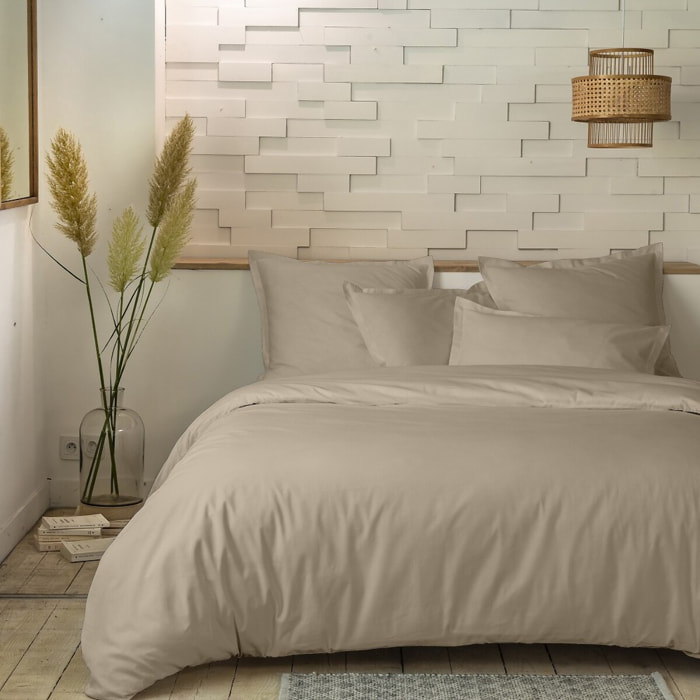 Parure De Couette 3pcs 100%percale De Coton 80 Fils/cm2-uni Lin