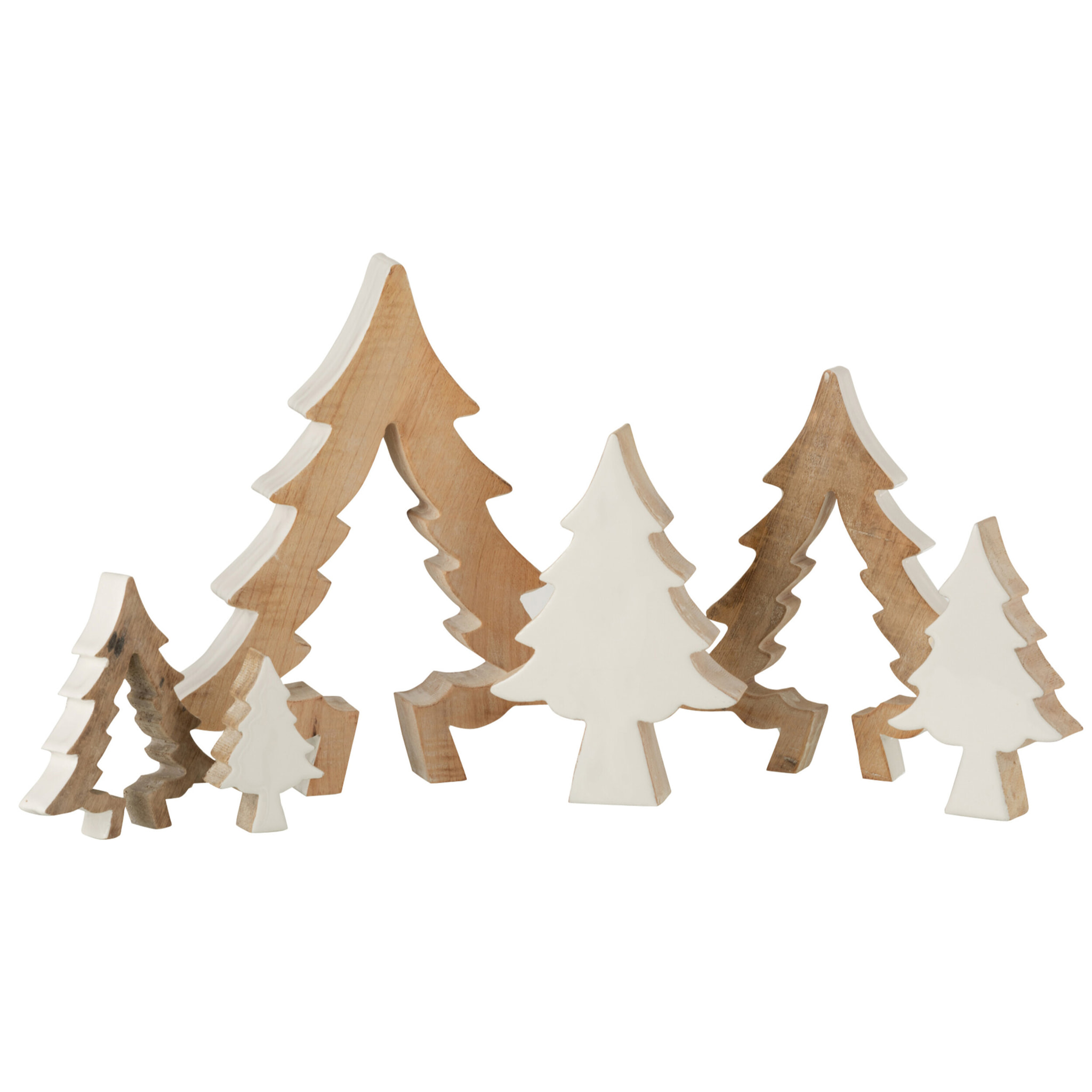 J-Line décoration Sapin de Noël Puzzle - bois - blanc - large