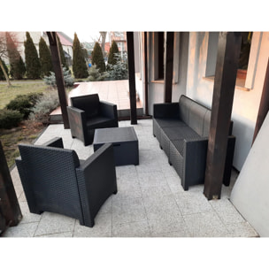 Set salotto da esterno Venus, Set da giardino con cuscini, Salottino indoor e outdoor effetto rattan, 100% Made in Italy, Antracite