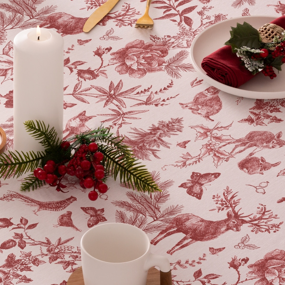 Mantel antimanchas RUDOLPH ROJO