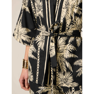 Oltre - Kimono in cotone con fantasia - Nero