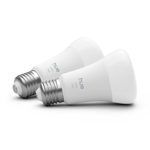 Ampoule LED connectée PHILIPS HUE E27 White 75W pack de 2