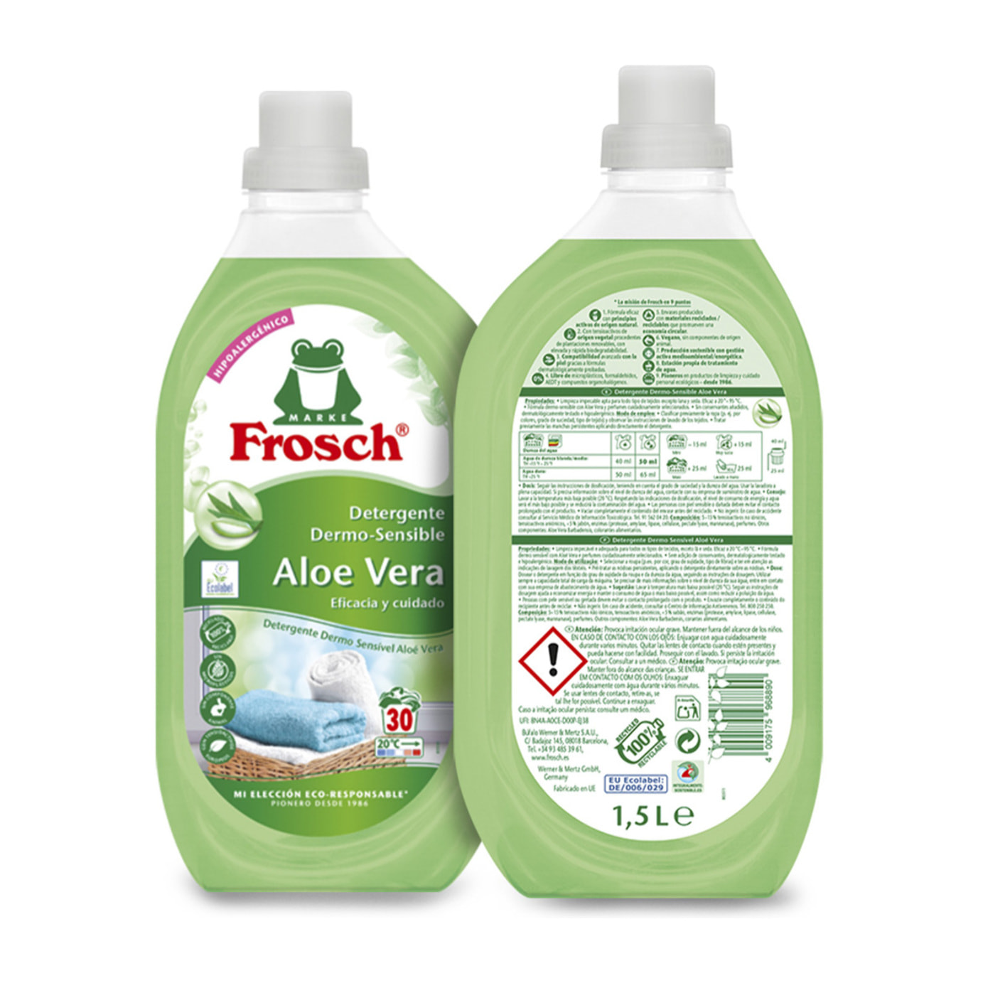 Pack 10x Detergente aloe vera Frosch 1500 ml