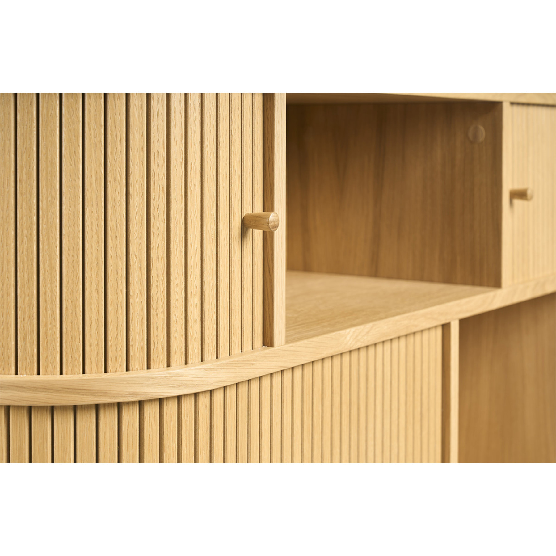 Console vintage en bois clair chêne avec portes coulissantes L120 cm EPIC