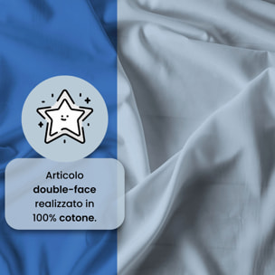 COMPLETO LETTO NATURAL COLOR, 100% Cotone, Made in Italy - BLU ROYAL/AZZURRO