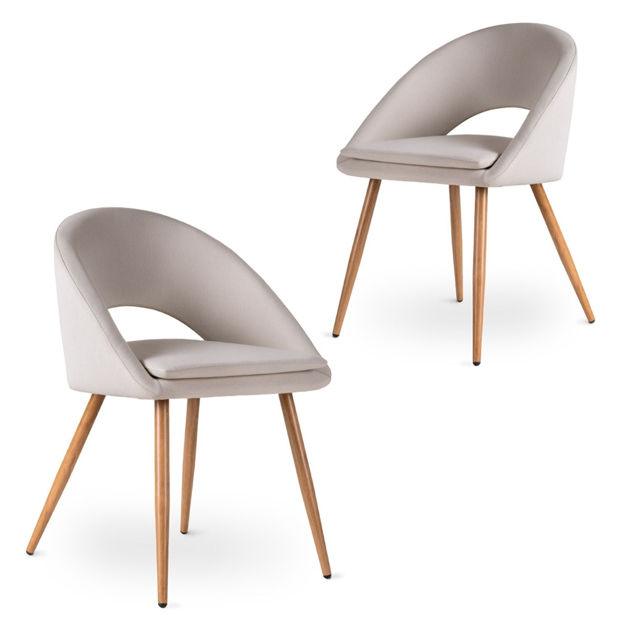 Pack 2 sillas beige de comedor con reposabrazos tapizadas