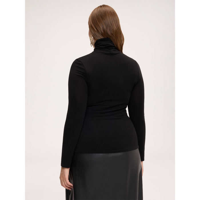 Fiorella Rubino - Maglia dolcevita second skin misto cashmere - Nero