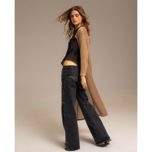 Cárdigan de mujer largo de punto con lentejuelas