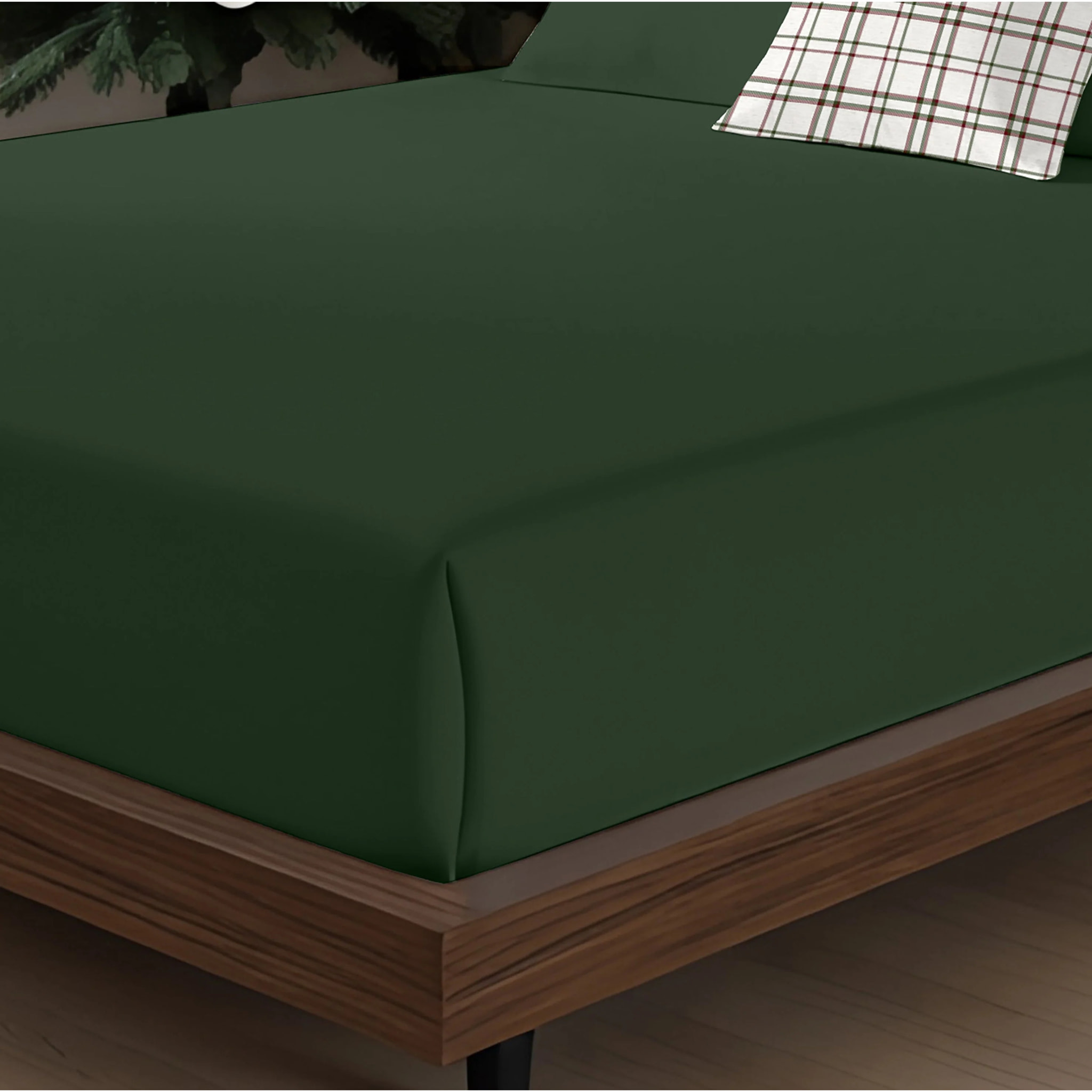 Parure de lit 100% coton Vert Uni