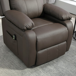 Sillón Relax Reclinable Eléctrico Levanta Personas, Sillón Elevador, con Respaldo Alto, Control Remoto, Reposapiés, Acolchado Grueso, Tapizado en PU, Bolsillos Laterales, Marrón Oscuro