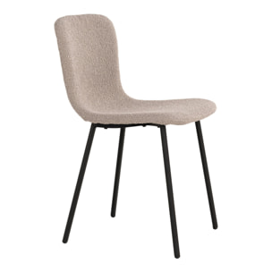 Set 2 sedie da pranzo Halden in bouclé beige con gambe nere