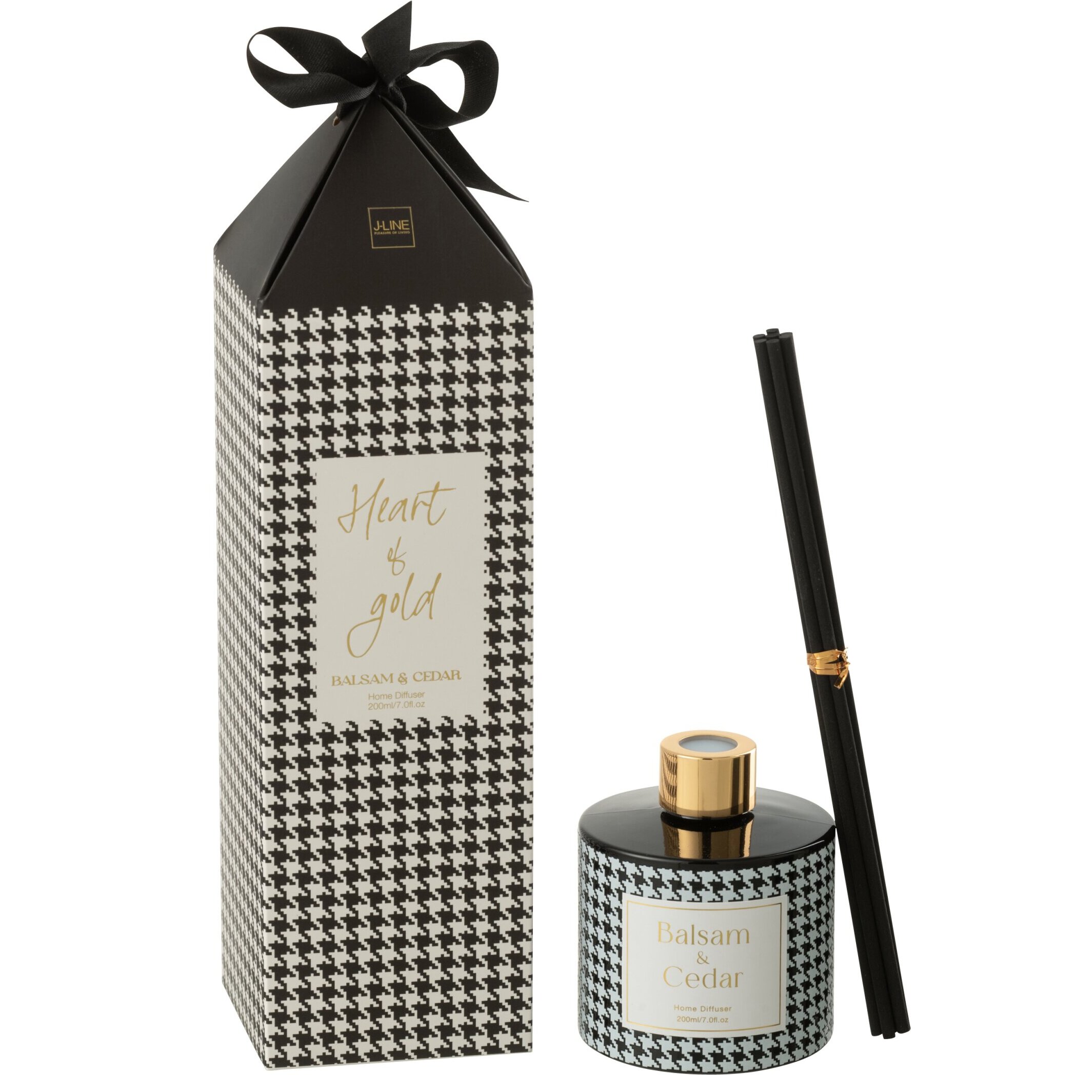 J-Line bâtonnets parfumés Heart Of Gold - Balsam & Cedar - verre - blanc/noir