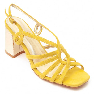 Sandalia de tacón - Amarillo - Altura: 7 cm