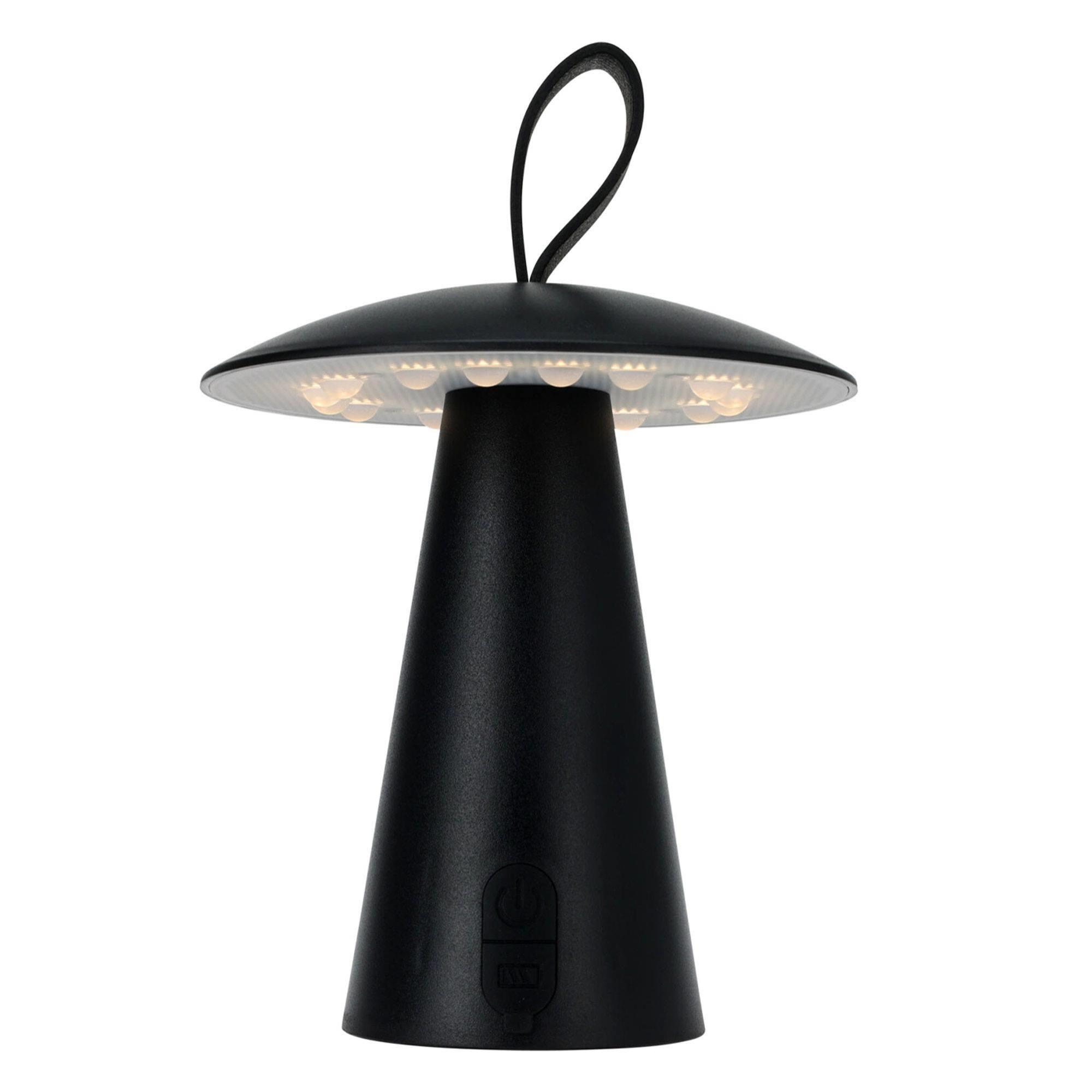 Well Home Lampara sobremesa recargable negra Ø15x17cm