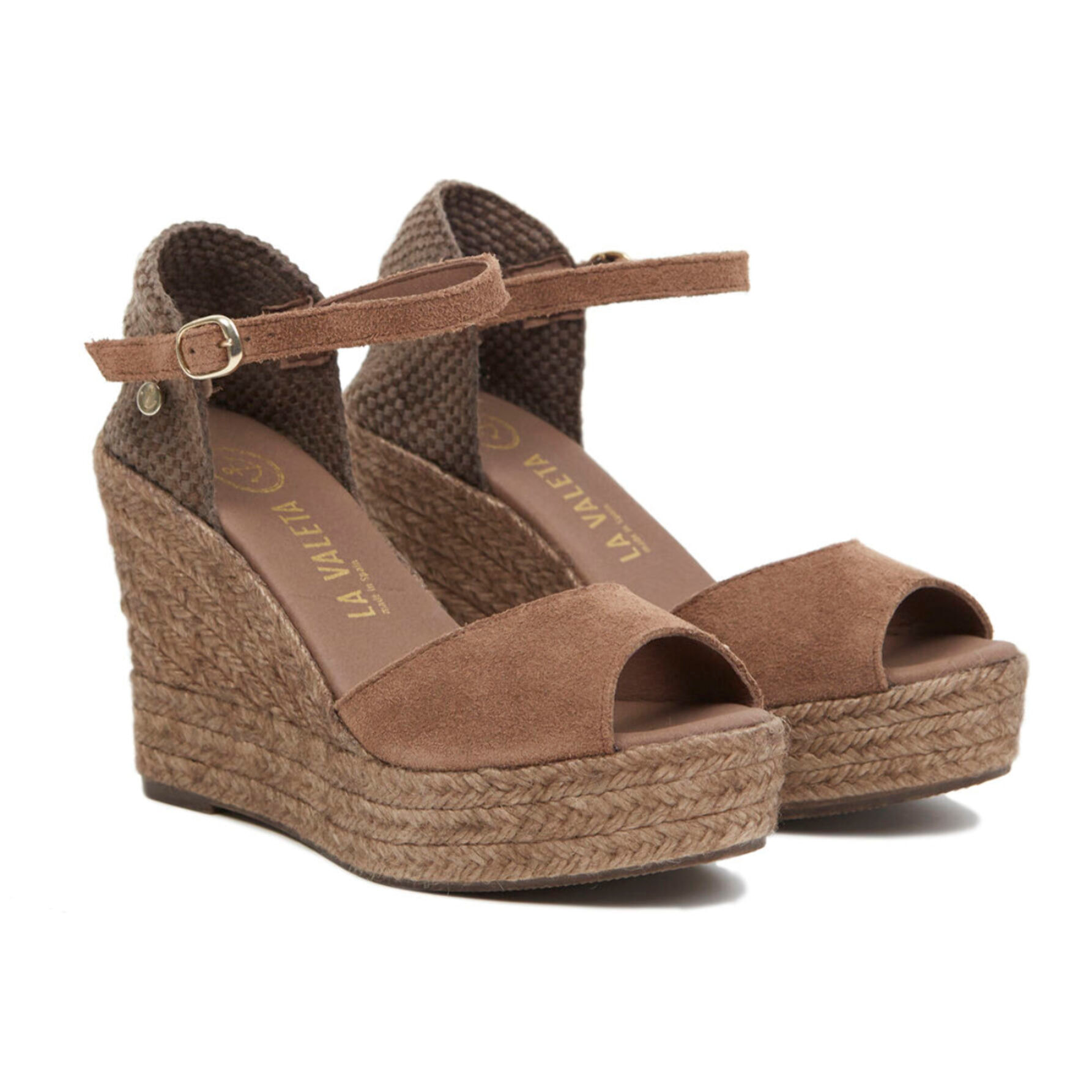 Sandalias de Cuña para Mujer - LA VALETA CHARLENE PEEP TOE Taupe