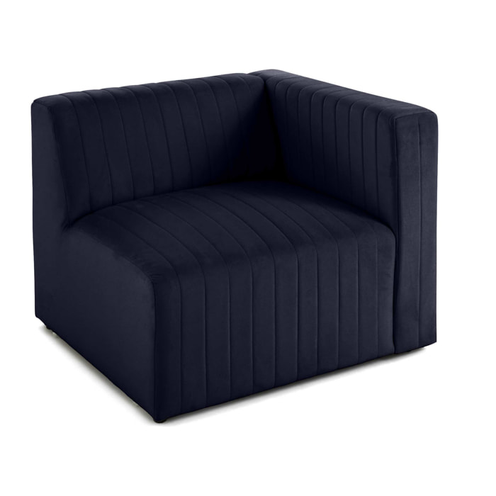 Nova - module d'assise droit - en velours - Bleu marine